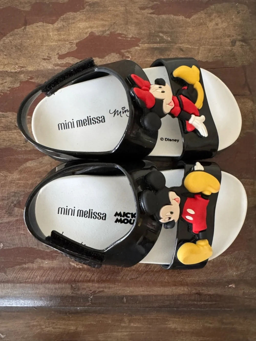 Mini Melissa Disney Minnie Mickie mouse black jelly sandals baby girl size‎ 7